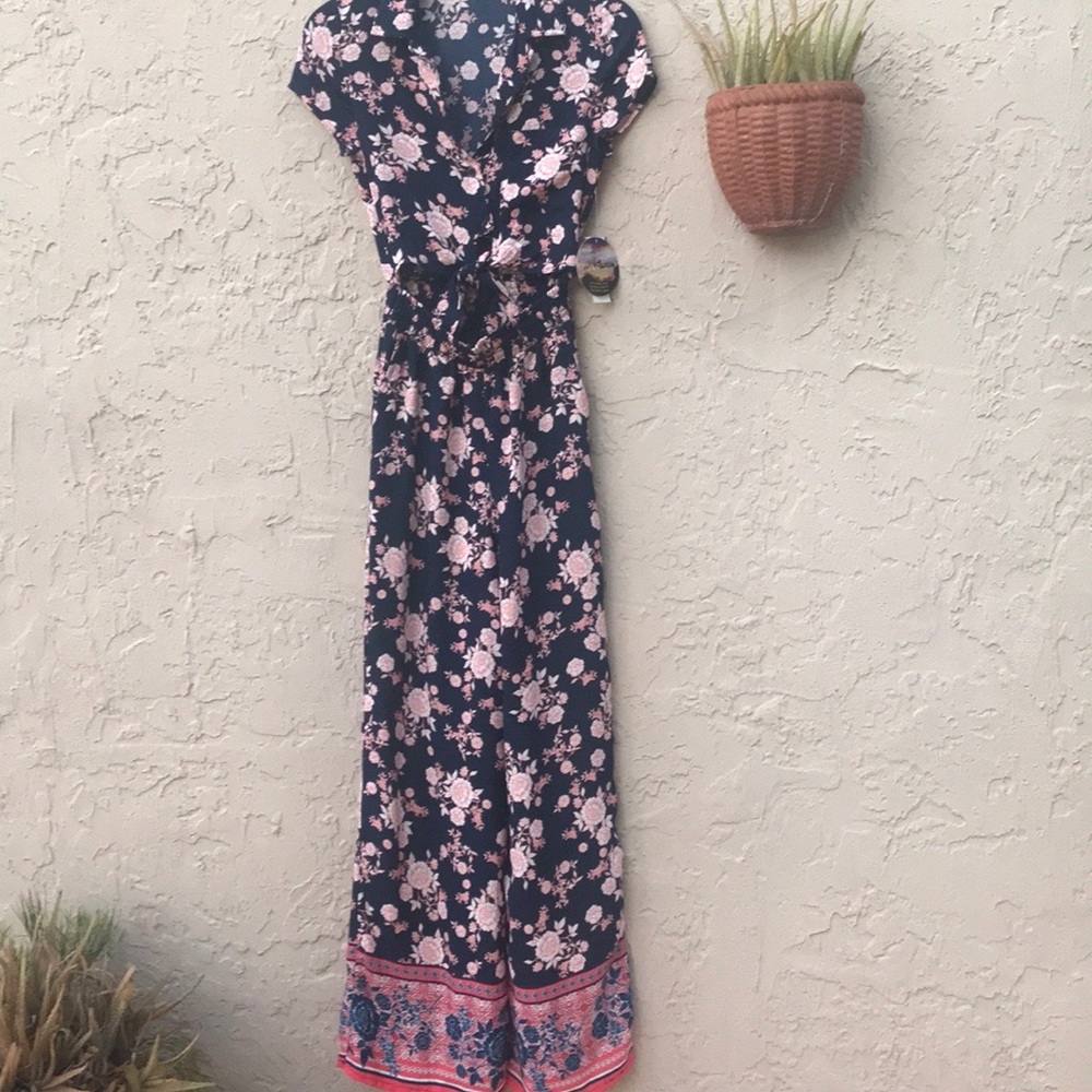 BNWT Bebop Floral Print Cut-out Tie Front Jumpsuit